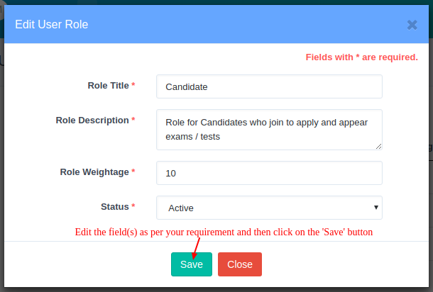 How to edit an existing user role in the SmartOAS system?